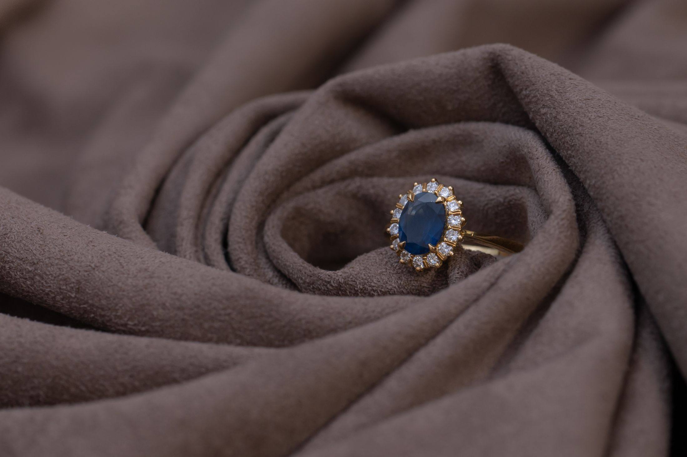 Blue Gemstone Halo Ring